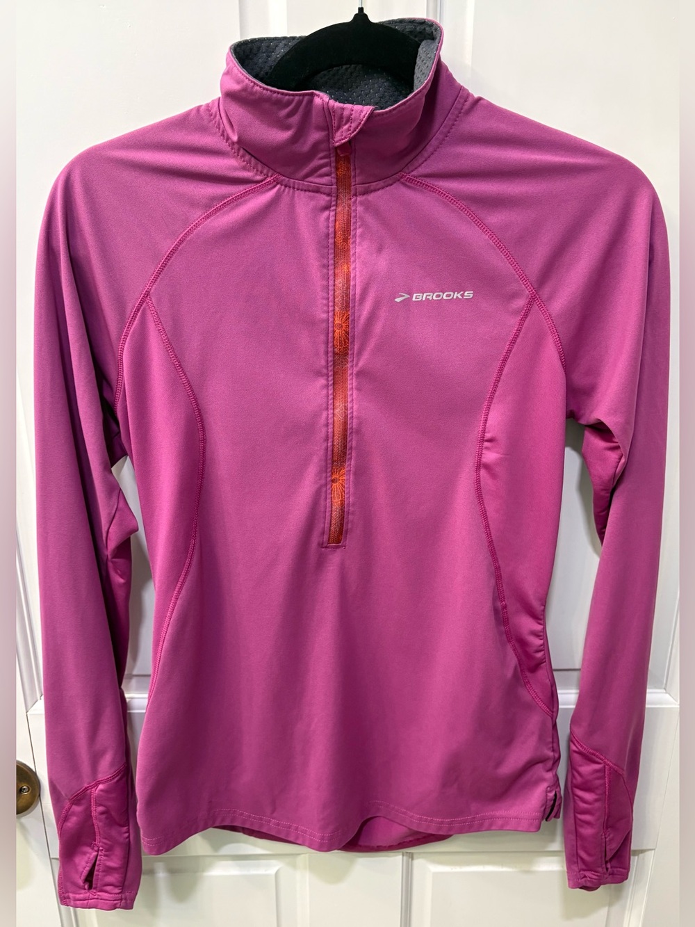 Brooks Equilibrium Women’s 1/4 Zip Pullover Pink Running Top Long Sleeve, Medium